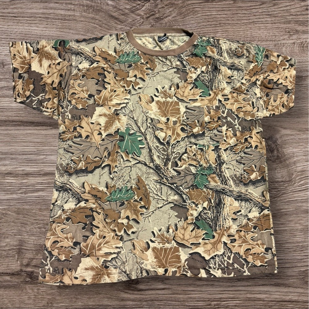 VTG 80s 90s Ace Sportswear‎ Camouflage Pocket T Shirt Adult XL Multicolor USA